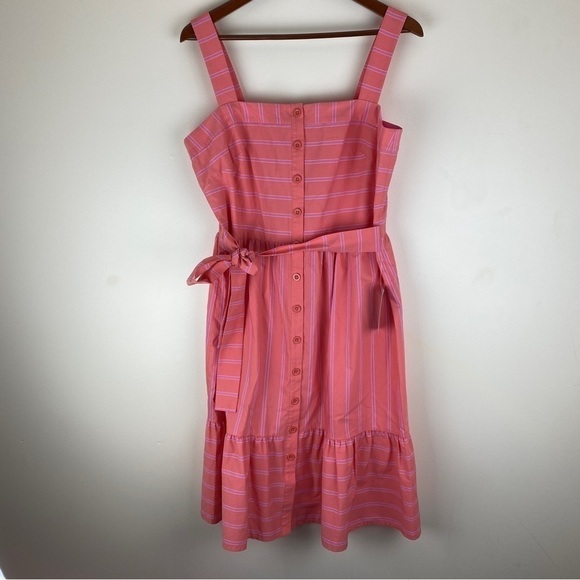 Gal Meets Glam Woman’s Midi Dress 14 Button Front Wide Strap Functioning Buttons - Picture 2 of 9